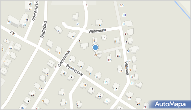 Legnica, Wiślana, 10, mapa Legnicy