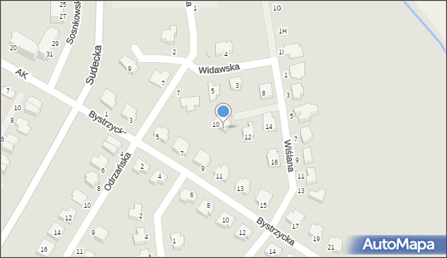 Legnica, Wiślana, 10a, mapa Legnicy