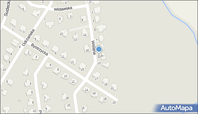 Legnica, Wiślana, 11, mapa Legnicy