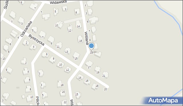 Legnica, Wiślana, 13, mapa Legnicy