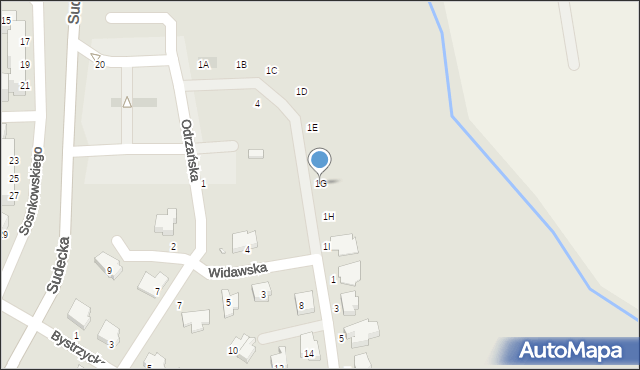 Legnica, Wiślana, 1G, mapa Legnicy