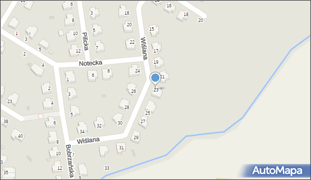 Legnica, Wiślana, 23, mapa Legnicy