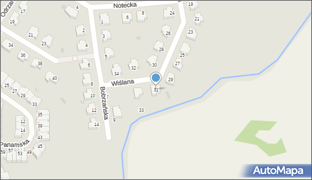 Legnica, Wiślana, 31, mapa Legnicy