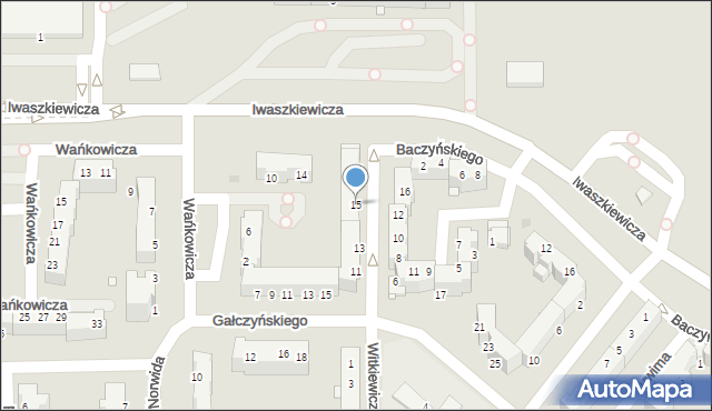 Legnica, Witkiewicza Stanisława Ignacego, 15, mapa Legnicy