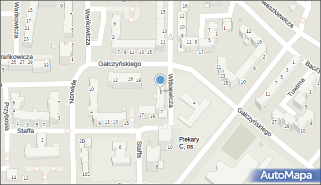 Legnica, Witkiewicza Stanisława Ignacego, 3, mapa Legnicy