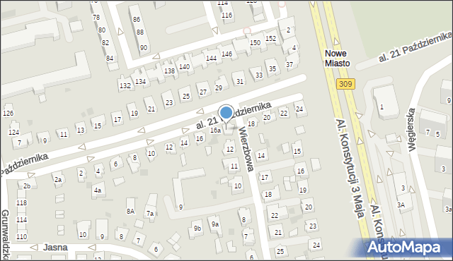 Leszno, Wierzbowa, 13, mapa Leszno