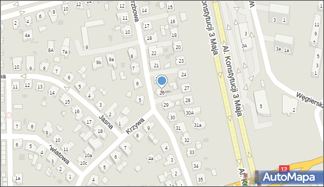 Leszno, Wierzbowa, 26, mapa Leszno