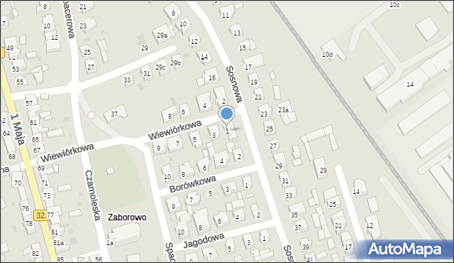 Leszno, Wiewiórkowa, 1, mapa Leszno