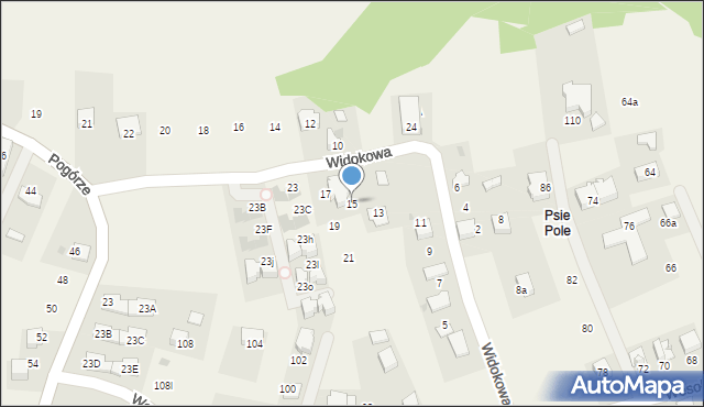 Libertów, Widokowa, 15, mapa Libertów