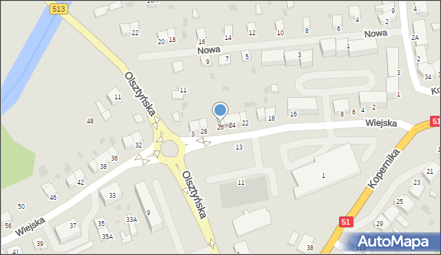 Lidzbark Warmiński, Wiejska, 26, mapa Lidzbark Warmiński