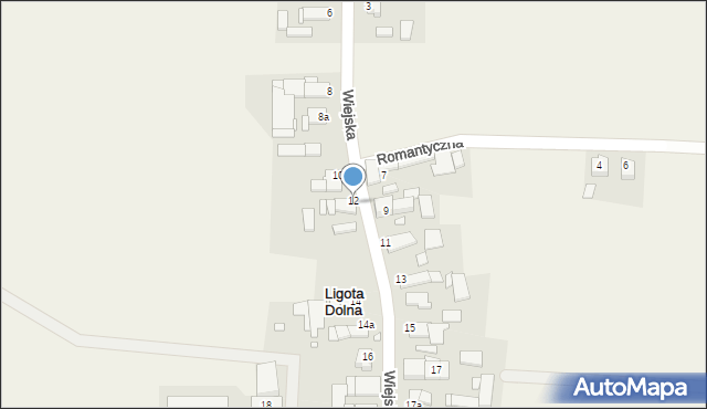 Ligota Dolna, Wiejska, 12, mapa Ligota Dolna