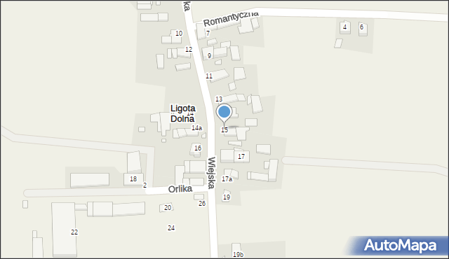 Ligota Dolna, Wiejska, 15, mapa Ligota Dolna