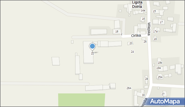Ligota Dolna, Wiejska, 22, mapa Ligota Dolna