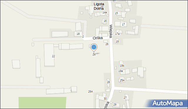 Ligota Dolna, Wiejska, 24, mapa Ligota Dolna