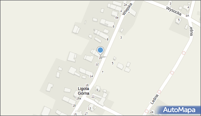 Ligota Górna, Wiejska, 10, mapa Ligota Górna