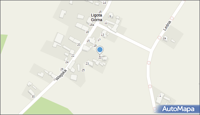 Ligota Górna, Wiejska, 21, mapa Ligota Górna