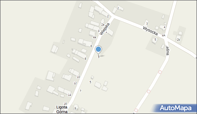 Ligota Górna, Wiejska, 3, mapa Ligota Górna