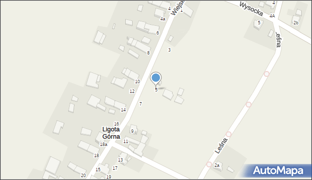 Ligota Górna, Wiejska, 5, mapa Ligota Górna