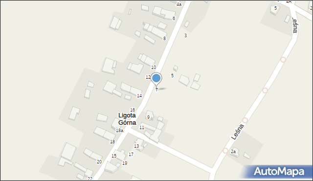 Ligota Górna, Wiejska, 7, mapa Ligota Górna