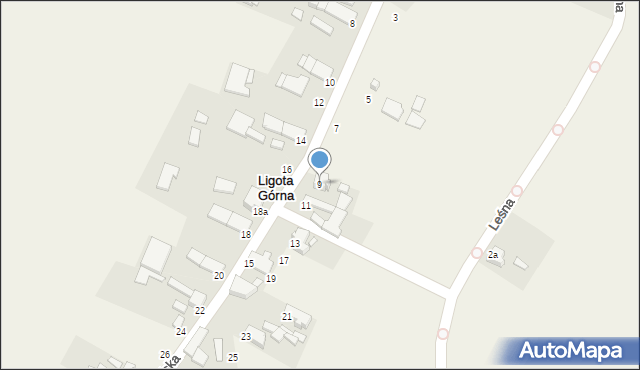 Ligota Górna, Wiejska, 9, mapa Ligota Górna