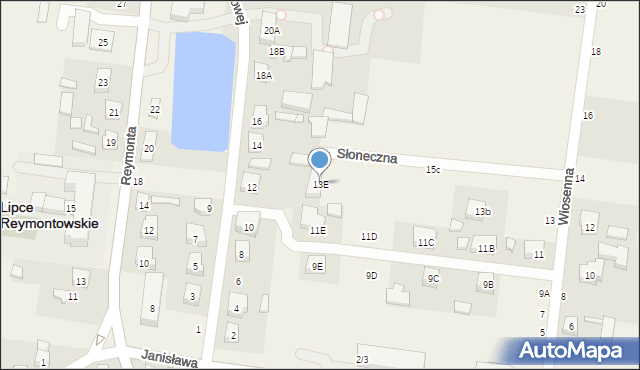 Lipce Reymontowskie, Wiosenna, 13E, mapa Lipce Reymontowskie