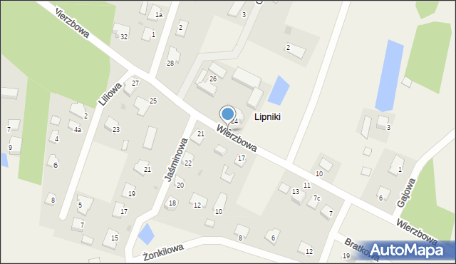 Lipniki, Wierzbowa, 19, mapa Lipniki