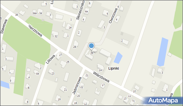 Lipniki, Wierzbowa, 26, mapa Lipniki