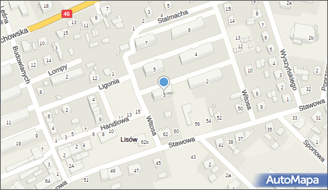 Lisów, Witosa Wincentego, 3, mapa Lisów