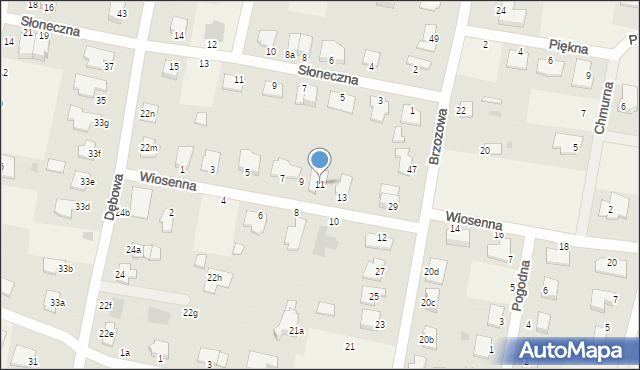 Łochowo, Wiosenna, 11, mapa Łochowo