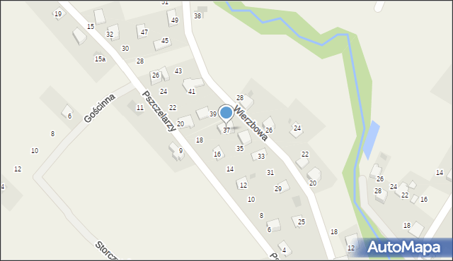 Łodygowice, Wierzbowa, 37, mapa Łodygowice