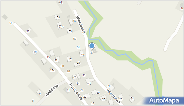 Łodygowice, Wierzbowa, 38, mapa Łodygowice