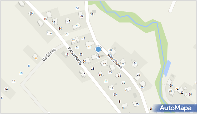 Łodygowice, Wierzbowa, 39, mapa Łodygowice