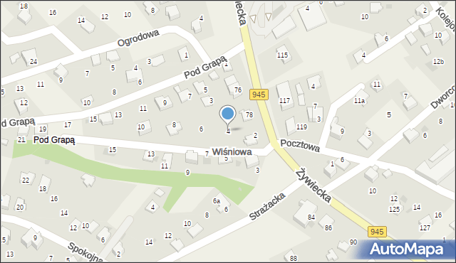 Łodygowice, Wiśniowa, 4, mapa Łodygowice