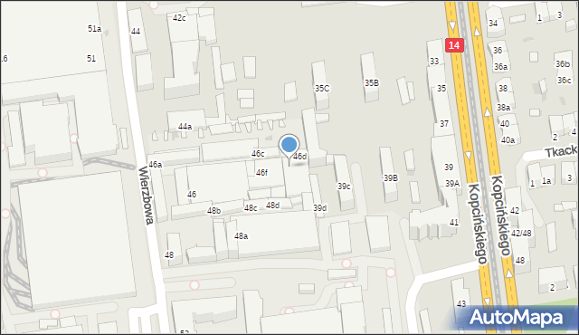 Łódź, Wierzbowa, 46e, mapa Łodzi