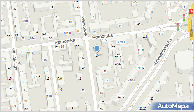 Łódź, Wierzbowa, 10, mapa Łodzi