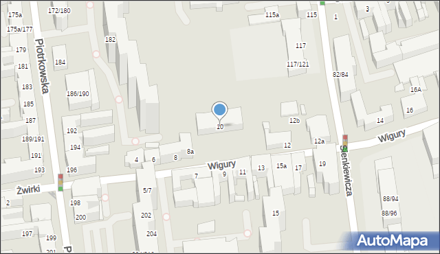Łódź, Wigury Stanisława, inż. pil., 10, mapa Łodzi