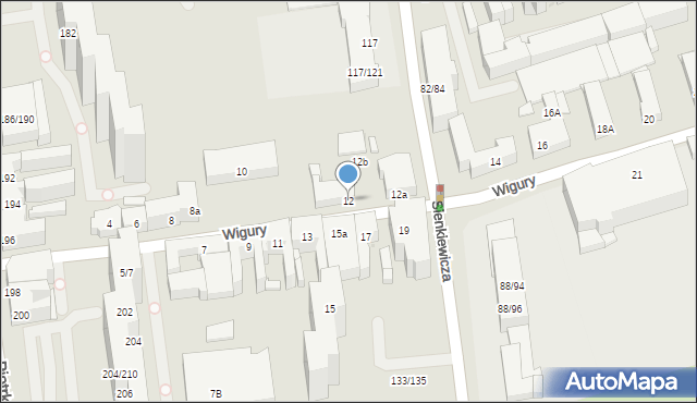 Łódź, Wigury Stanisława, inż. pil., 12, mapa Łodzi