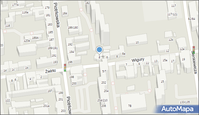 Łódź, Wigury Stanisława, inż. pil., 4, mapa Łodzi