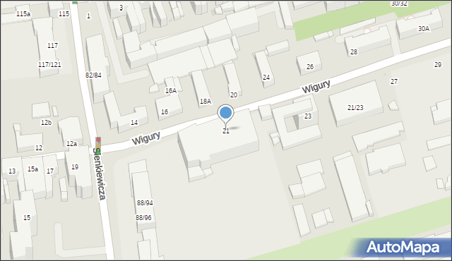 Łódź, Wigury Stanisława, inż. pil., 21, mapa Łodzi