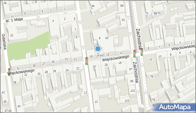 Łódź, Więckowskiego Stanisława, płk. dr., 17, mapa Łodzi