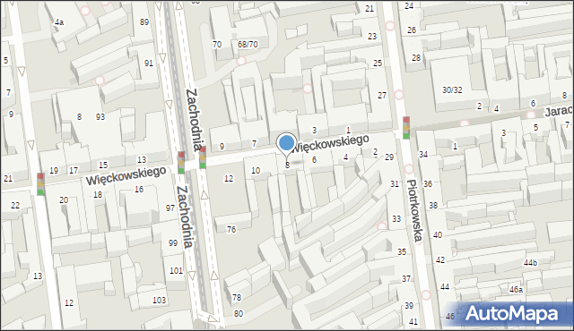Łódź, Więckowskiego Stanisława, płk. dr., 8, mapa Łodzi