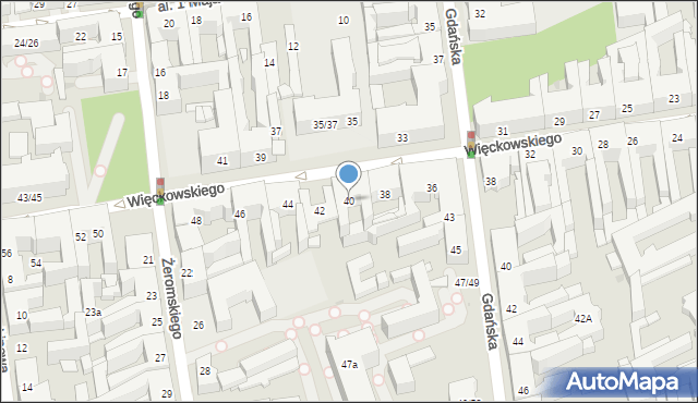 Łódź, Więckowskiego Stanisława, płk. dr., 40, mapa Łodzi