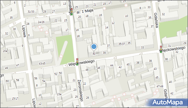 Łódź, Więckowskiego Stanisława, płk. dr., 41, mapa Łodzi