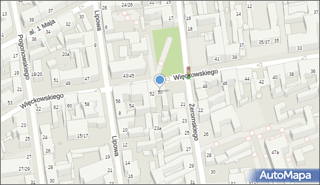 Łódź, Więckowskiego Stanisława, płk. dr., 50, mapa Łodzi