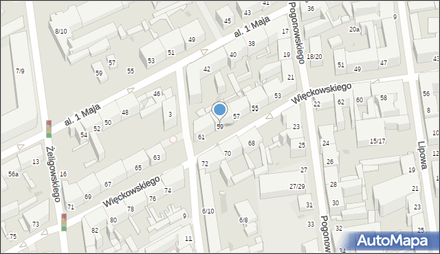 Łódź, Więckowskiego Stanisława, płk. dr., 59, mapa Łodzi