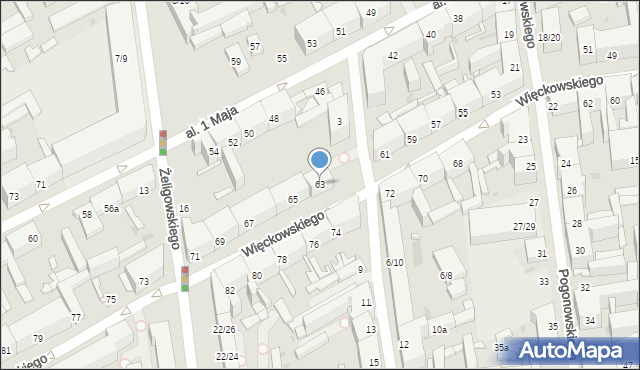 Łódź, Więckowskiego Stanisława, płk. dr., 63, mapa Łodzi