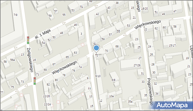 Łódź, Więckowskiego Stanisława, płk. dr., 72, mapa Łodzi