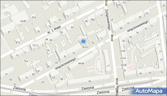 Łódź, Więckowskiego Stanisława, płk. dr., 77, mapa Łodzi