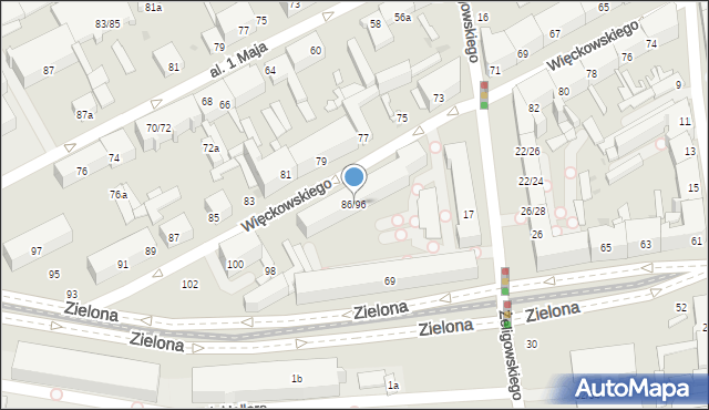 Łódź, Więckowskiego Stanisława, płk. dr., 86/96, mapa Łodzi