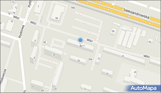 Łódź, Wici, 28, mapa Łodzi